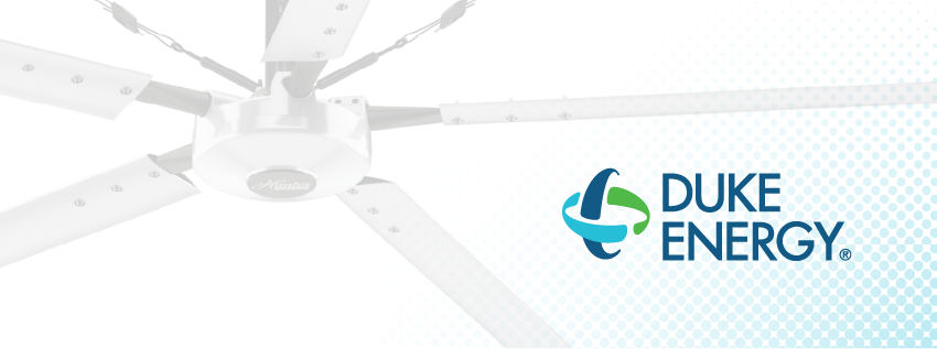 Titan HVLS fan with Duke Energy Logo