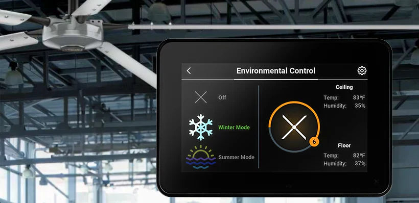 A picture of our Titan HVLS fan and 700E Controller